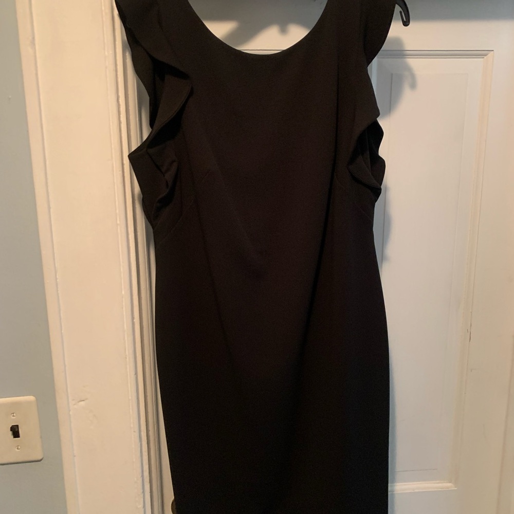 Calvin Klein black ruffle sleeve dress